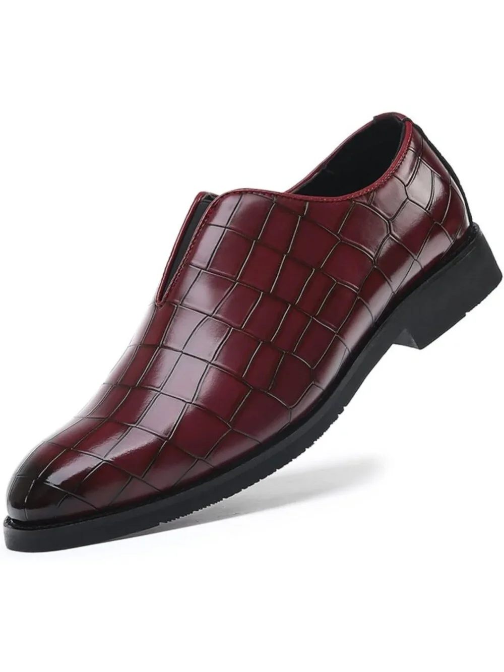 Men's Red Soft Leather Penny Loafers Dress Slip-on for Formal Business